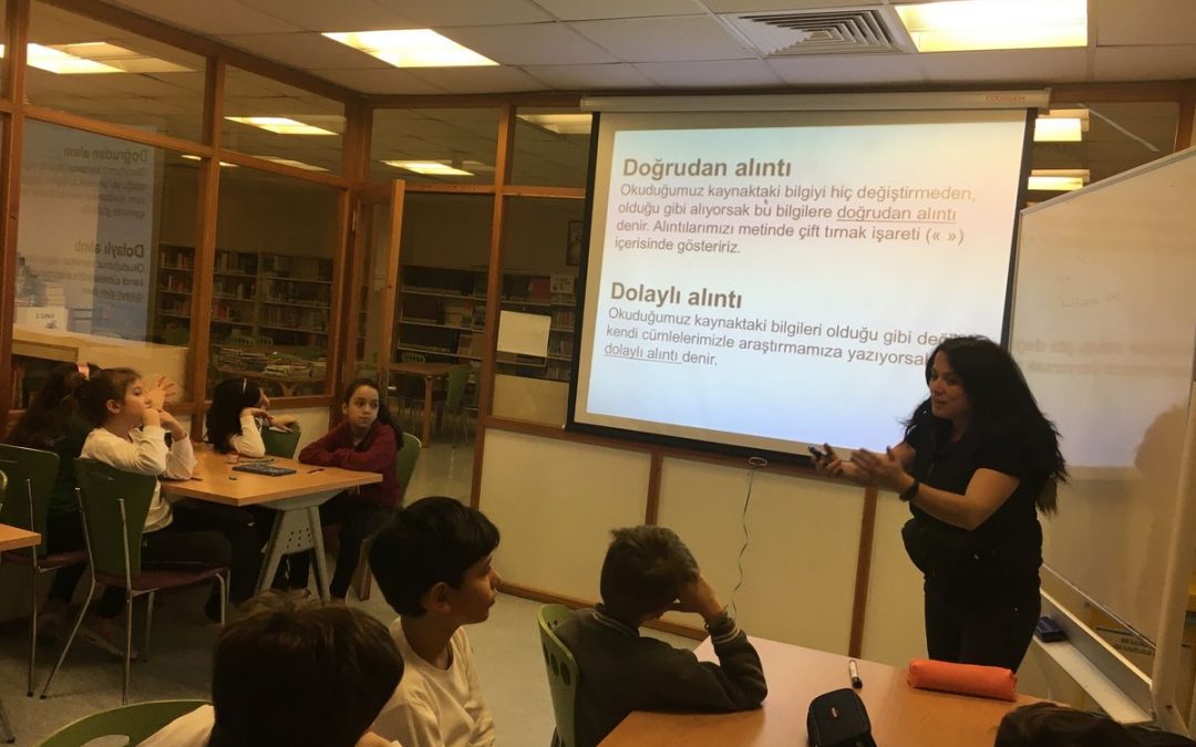 Accessing Information and Research Techniques Lesson at the Primary School Library